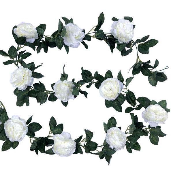 White Premium Peony Garland 2.3m